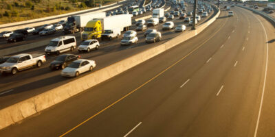 Rush hour traffic jam on the freeway