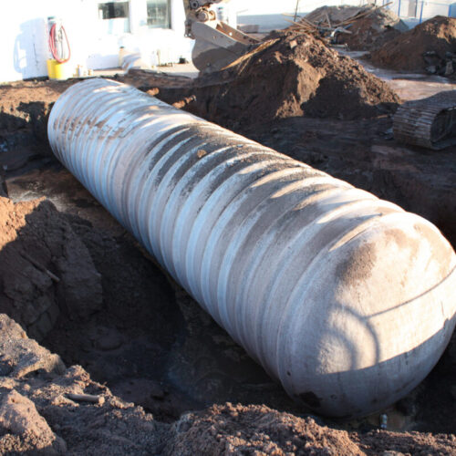 Underground tank on building site