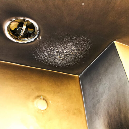 Bubbled and smoked up ceiling after a kitchen fire